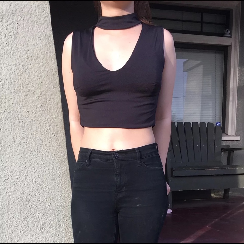 Zip up Mock Neck Crop Top